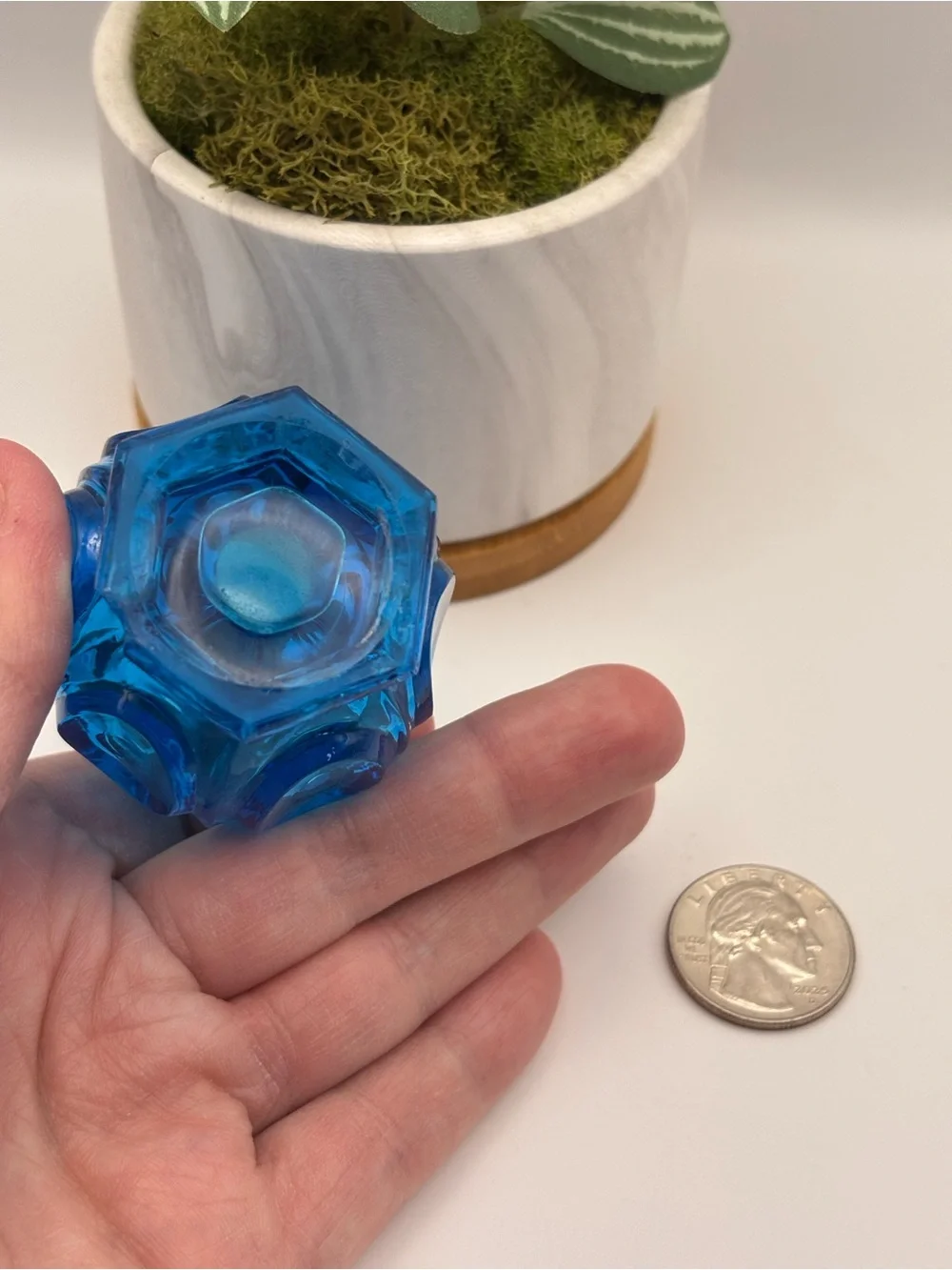 Vintage Miniature Glass Vase in Teal Blue Color, Decorative Turquoise Bud Vase